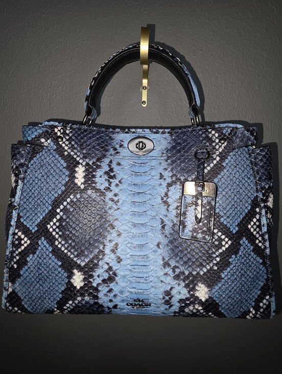 Coach Handbags - 🍒Coach Gramercy Blue Python Embossed 2 way Satchel🍒